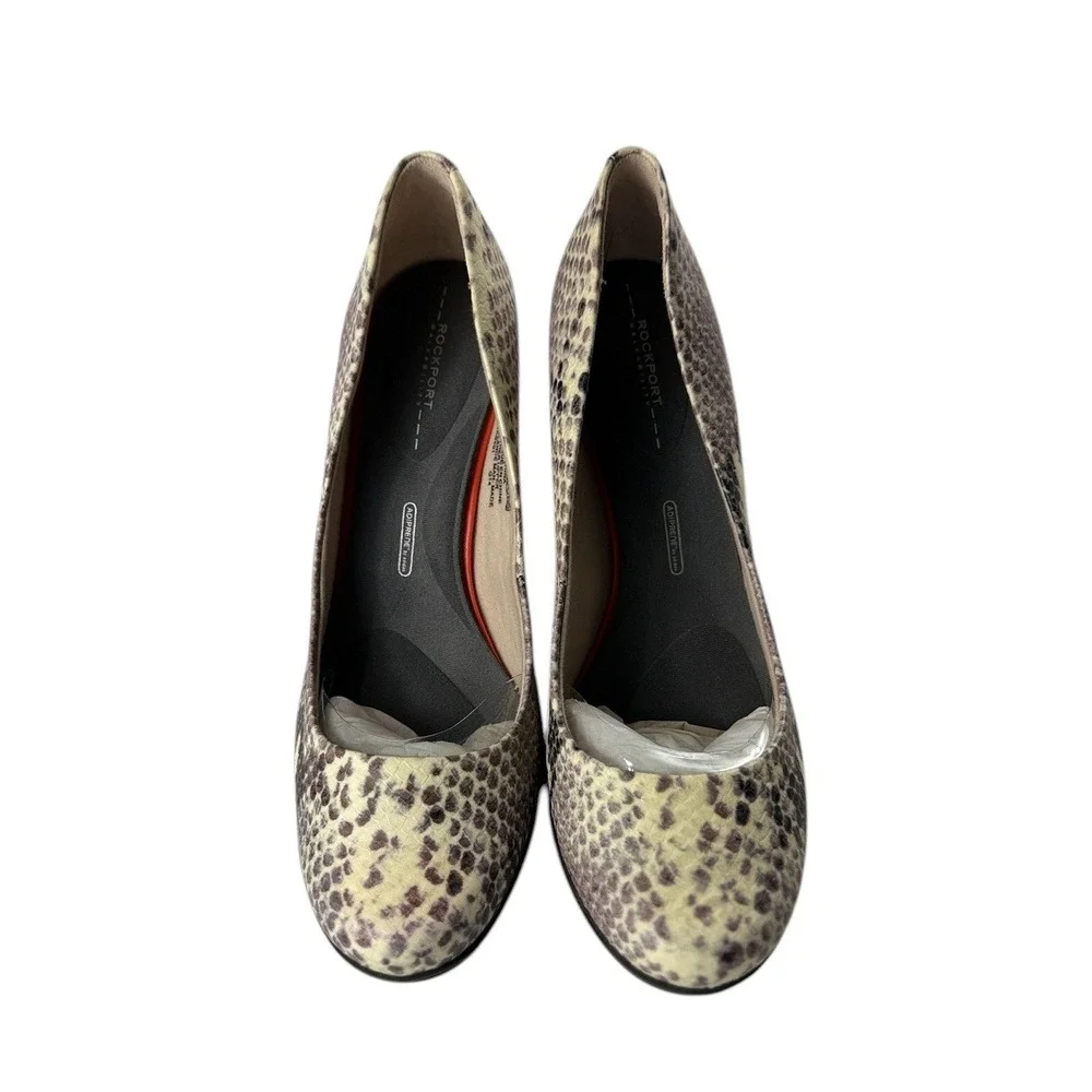 Rockport Walkability‎ Snakeskin Print Leather Pumps Adiprene V77685 Tan 9.5 W